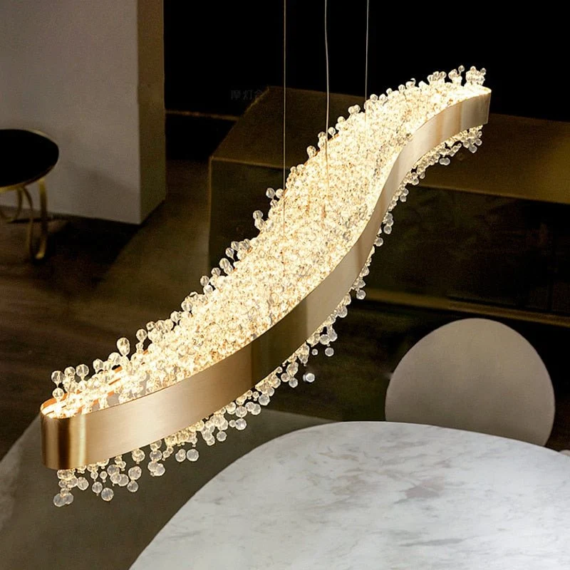 Moderne S Vorm Kristallen Kroonluchter Verlichting Eetkamer Keuken Eiland Gold ATY Home Decor