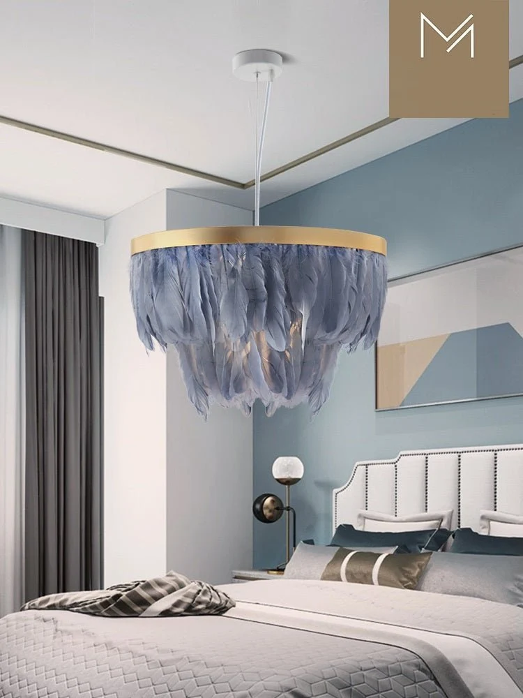 Nordic Feather Suspension Hanglamp Romantische Fairy Feather Hanglamp INS Feather Loft Plafond Opknoping Verlichting: ATY...