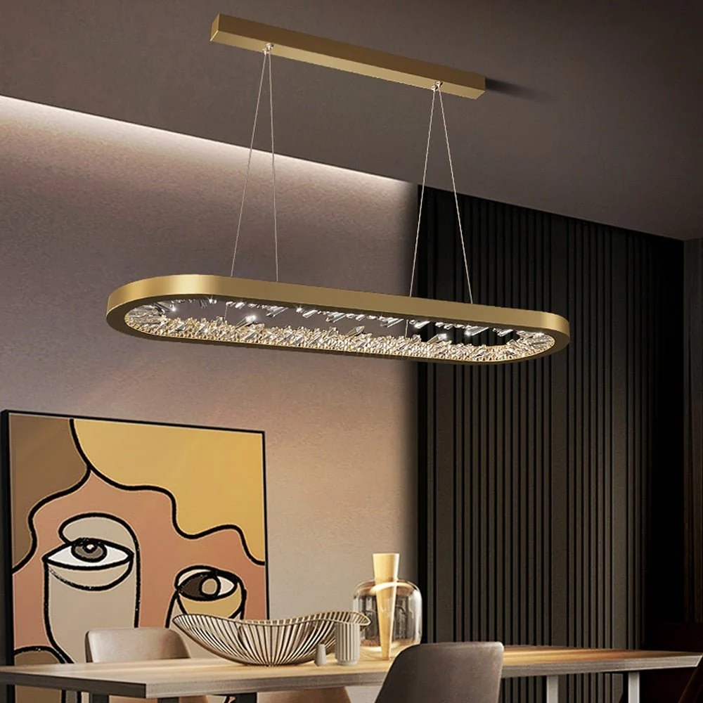 Ovale Design Moderne LED Kroonluchter Kristallen Woonverlichting Dimbare Eetkamer Hanglamp ATY Home Decor