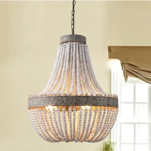 Retro Loft Vintage Kroonluchter Rustieke Ronde Houten Kralen Hanglamp ATY Home Decor