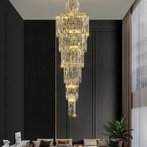 Villa Woonkamer Kristal Hoog Plafond Grote Lange Kroonluchter Licht Lamp Trap Diameter ATY Home Decor
