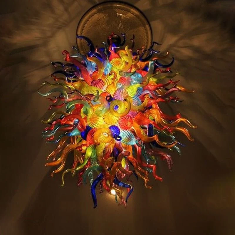 Vintage Gekleurde Kroonluchters Prachtige Handgeblazen Glas Lustres Luxe LED Kroonluchter ATY Home Decor