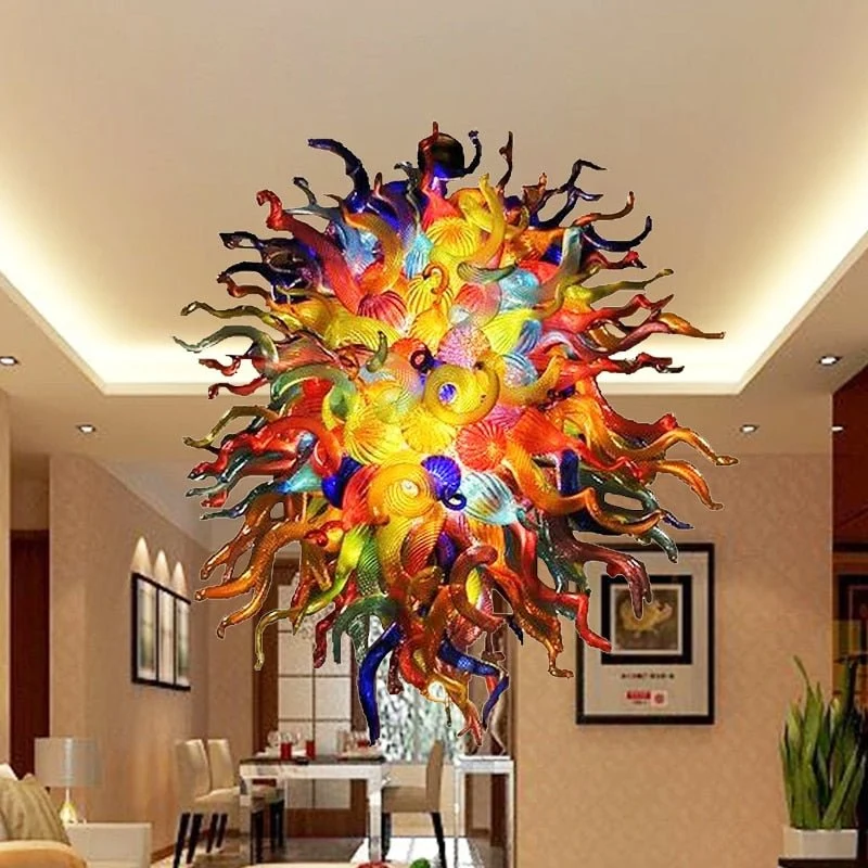 Vintage Gekleurde Kroonluchters Prachtige Handgeblazen Glas Lustres Luxe LED Kroonluchter ATY Home Decor