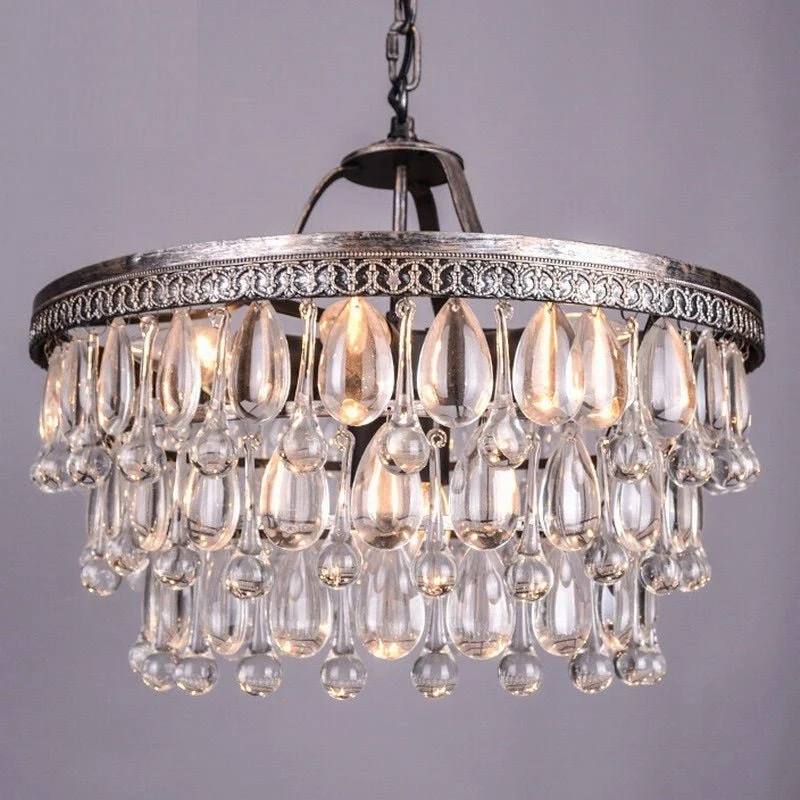 Vintage Grote Glazen Druppels Led Crystal Ijzer Lustres Kroonluchters Hangers Voor Keuken Woonkamer Slaapkamer ATY Home Decor