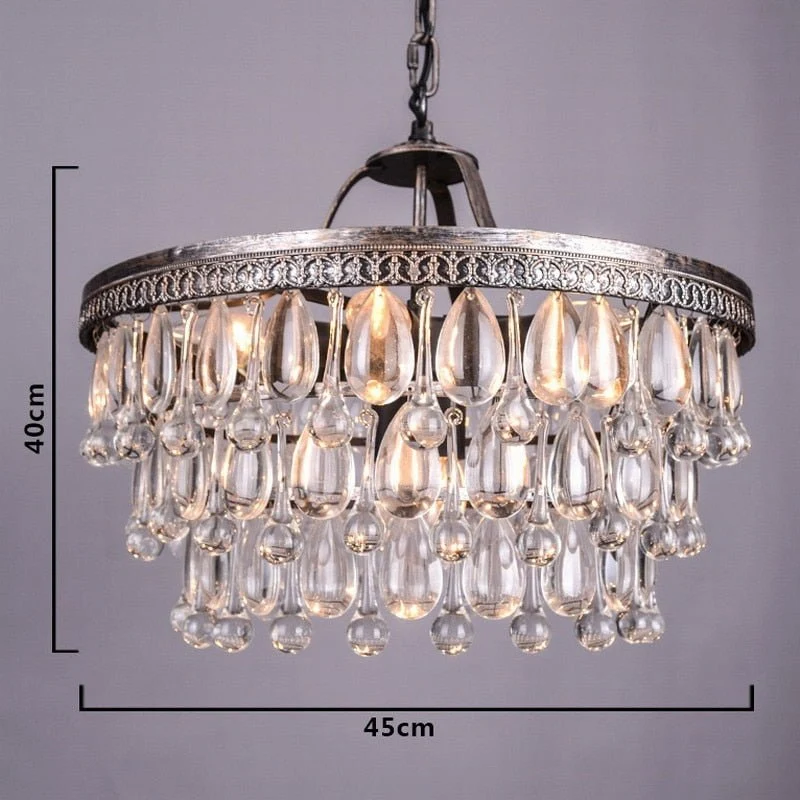 Vintage Grote Glazen Druppels Led Crystal Ijzer Lustres Kroonluchters Hangers Voor Keuken Woonkamer Slaapkamer ATY Home Decor