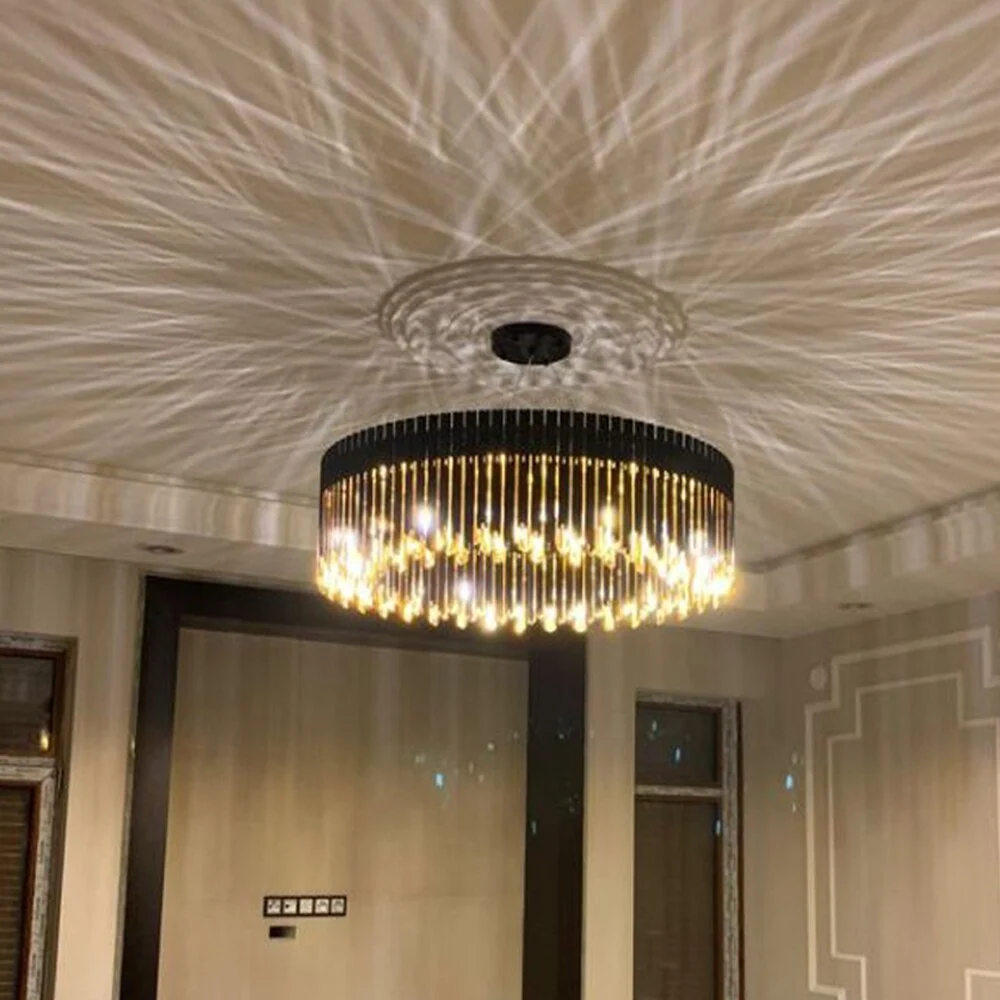 Zwart, Goud Zilver Ronde Roestvrij Staal Moderne Kroonluchter Voor Eetkamer Woonkamer Black ATY Home Decor