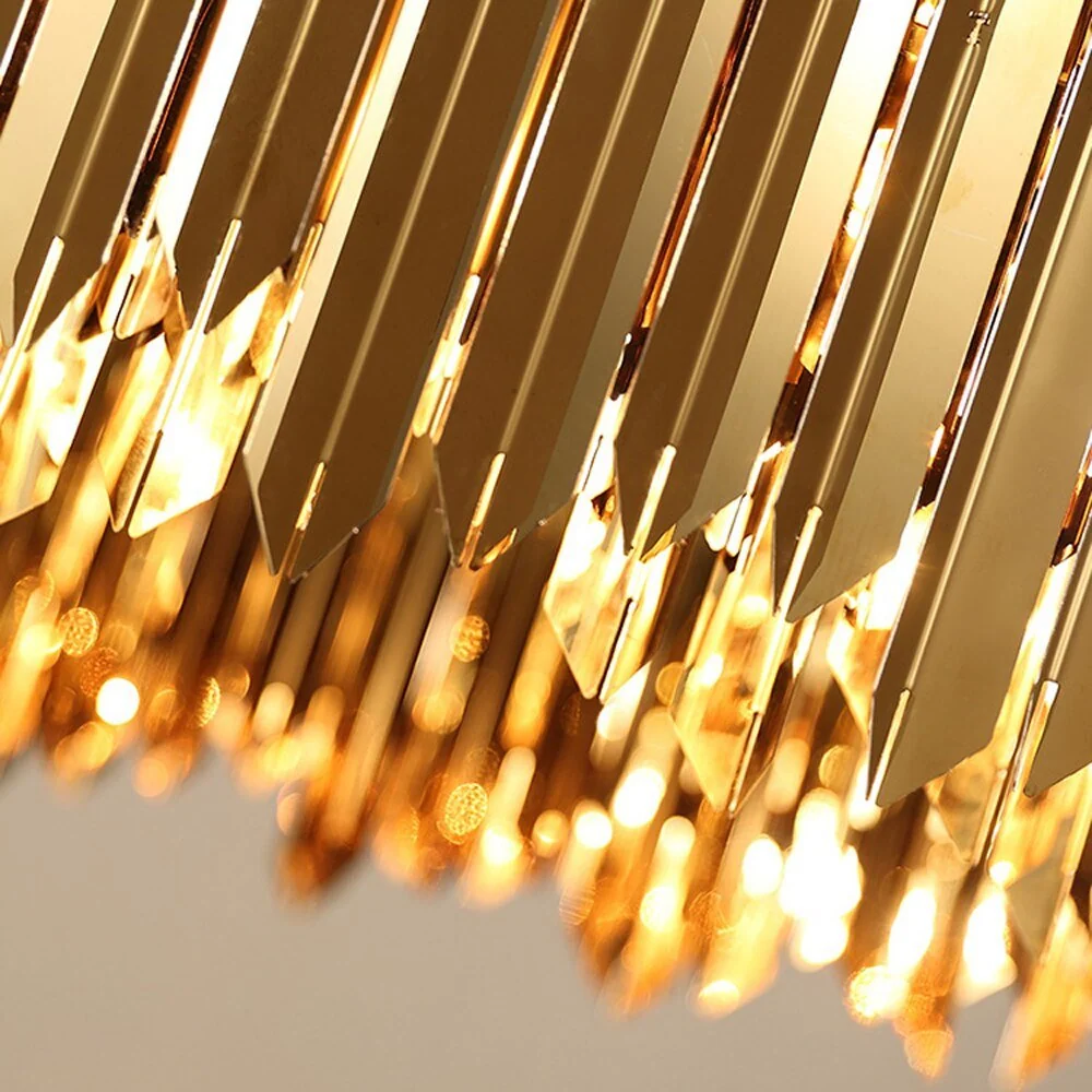 Zwart, Goud Zilver Ronde Roestvrij Staal Moderne Kroonluchter Voor Eetkamer Woonkamer Black ATY Home Decor