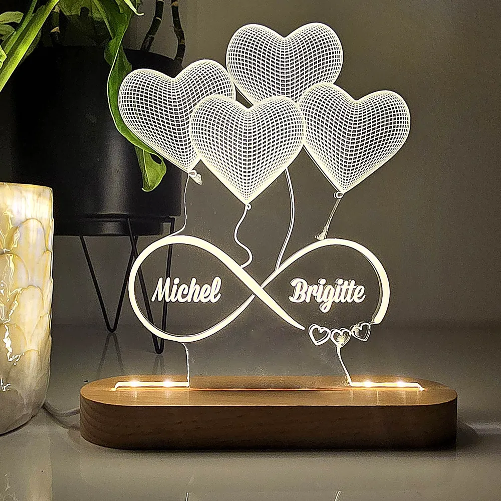 3d ballonhartjes Ledlamp met namen