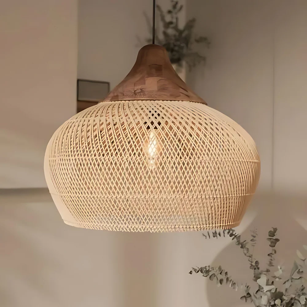 Boho Rotan Hanglamp Handgemaakt met Warme Verlichting