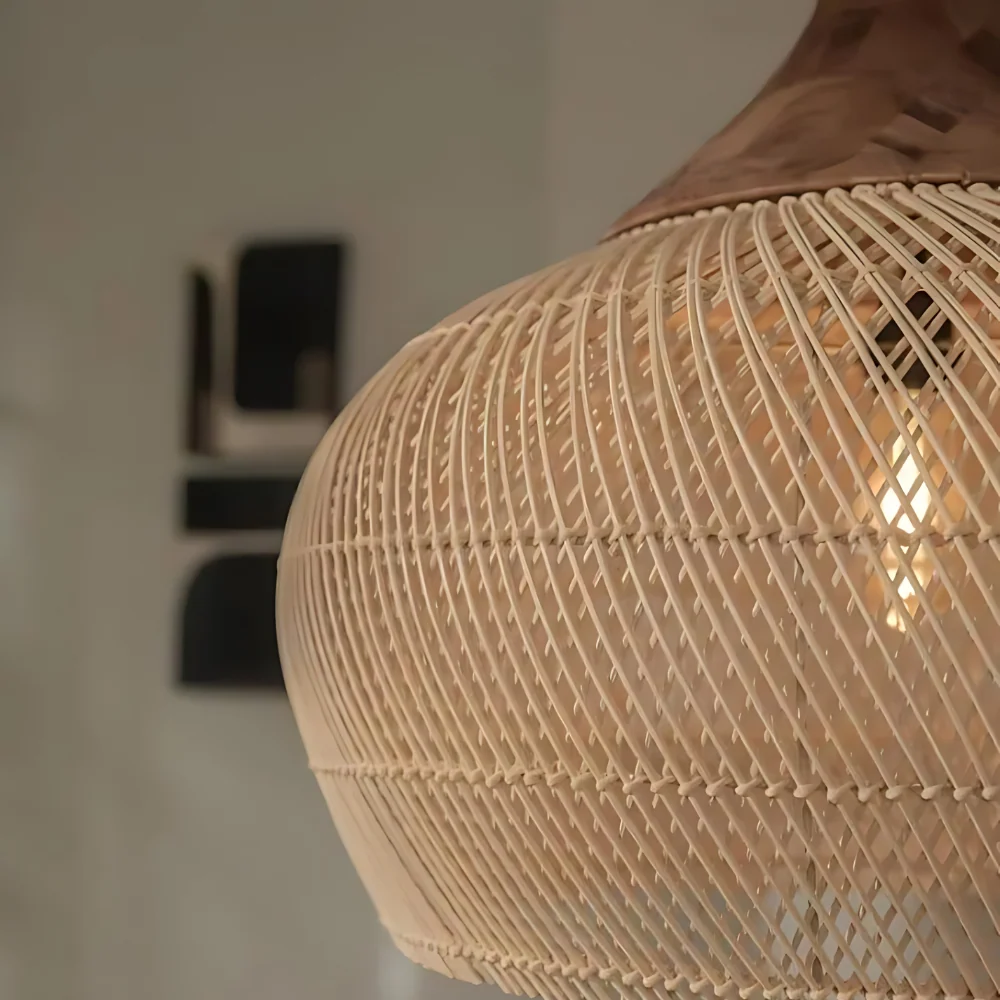 Boho Rotan Hanglamp Handgemaakt met Warme Verlichting