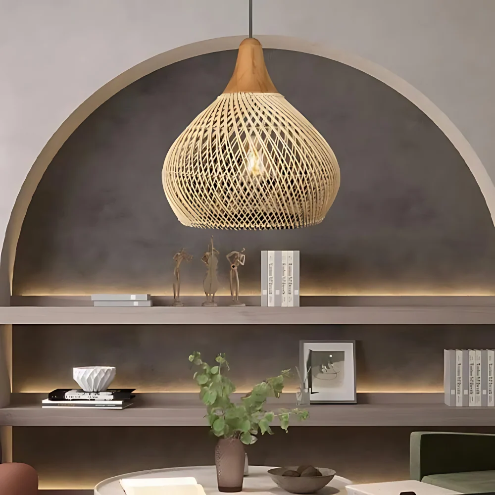 Boho Rotan Hanglamp Handgemaakt met Warme Verlichting