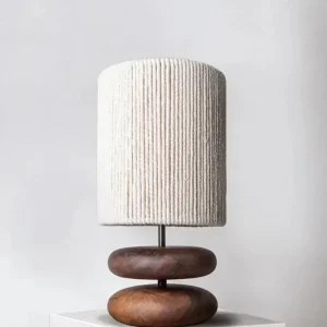 Boho Tafellamp met Organische Voet en Linnen Kap
