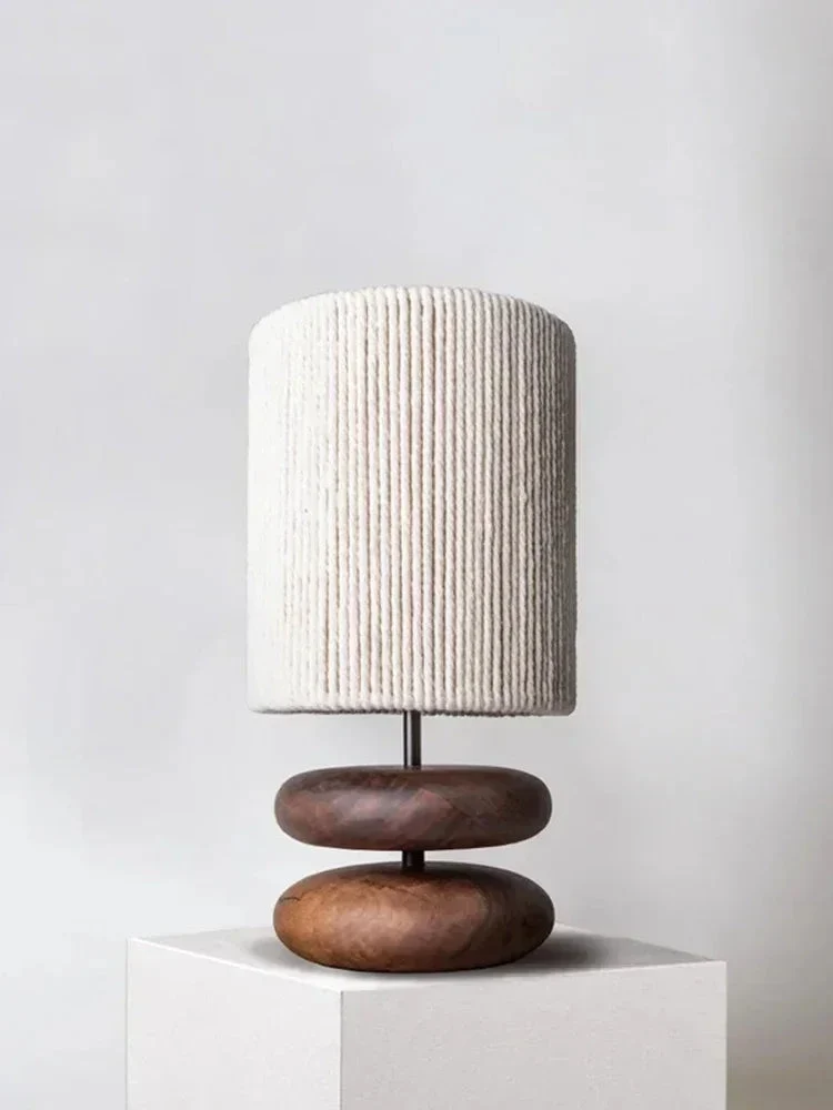 Boho Tafellamp met Organische Voet en Linnen Kap