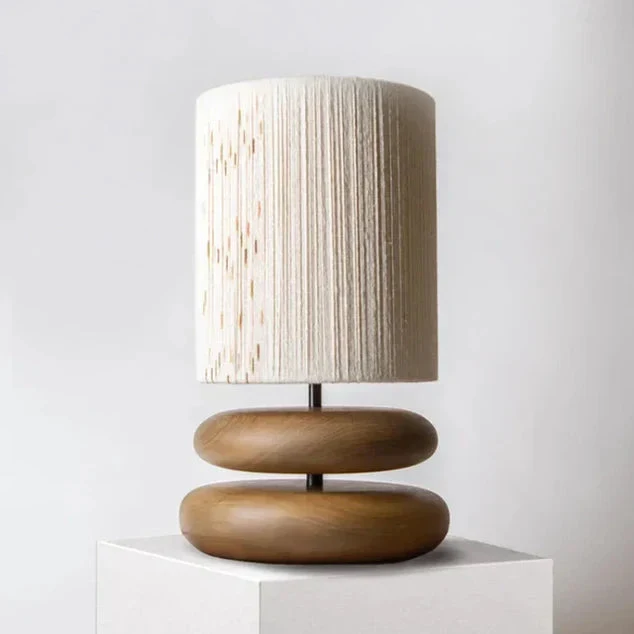 Boho Tafellamp met Organische Voet en Linnen Kap