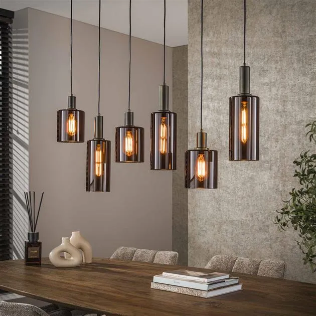 Hanglamp Sepiora | 6 Lampen | Bruin Glas Bold Living