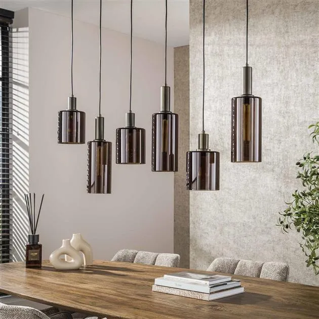 Hanglamp Sepiora | 6 Lampen | Bruin Glas Bold Living