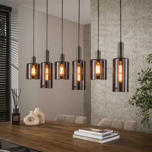 Hanglamp Sepiora | 6 Lampen | Bruin Glas Bold Living