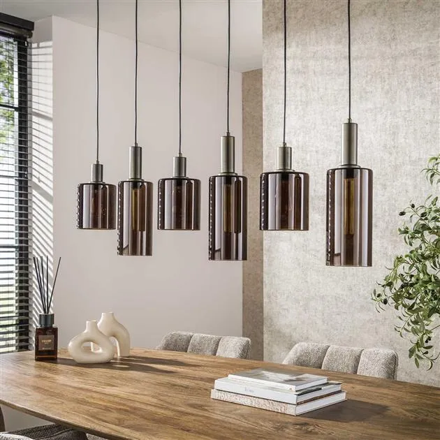 Hanglamp Sepiora | 6 Lampen | Bruin Glas Bold Living