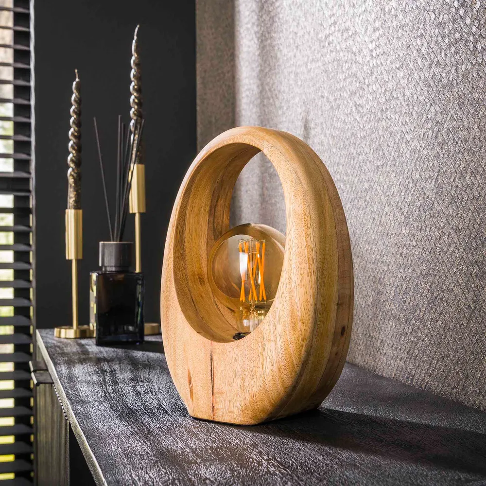 Tafellamp Arch Wood | M | Naturel Mangohout Bold Living