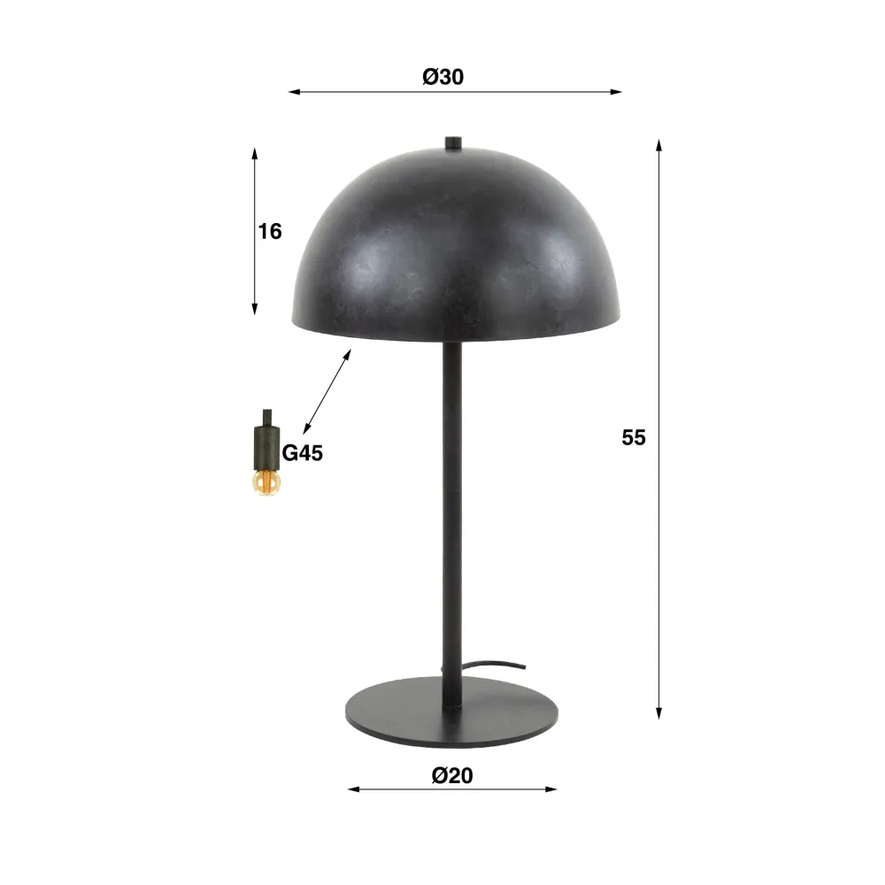 Tafellamp Shield | Zwart Metaal Bold Living