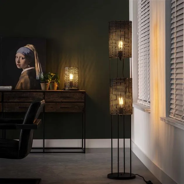 Vloerlamp Armor Tube | Zwart Bruin Bold Living