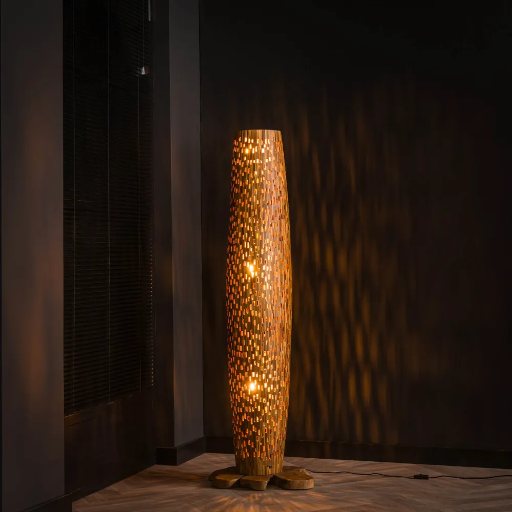 Vloerlamp Bars | M | Naturel Teakhout Bold Living