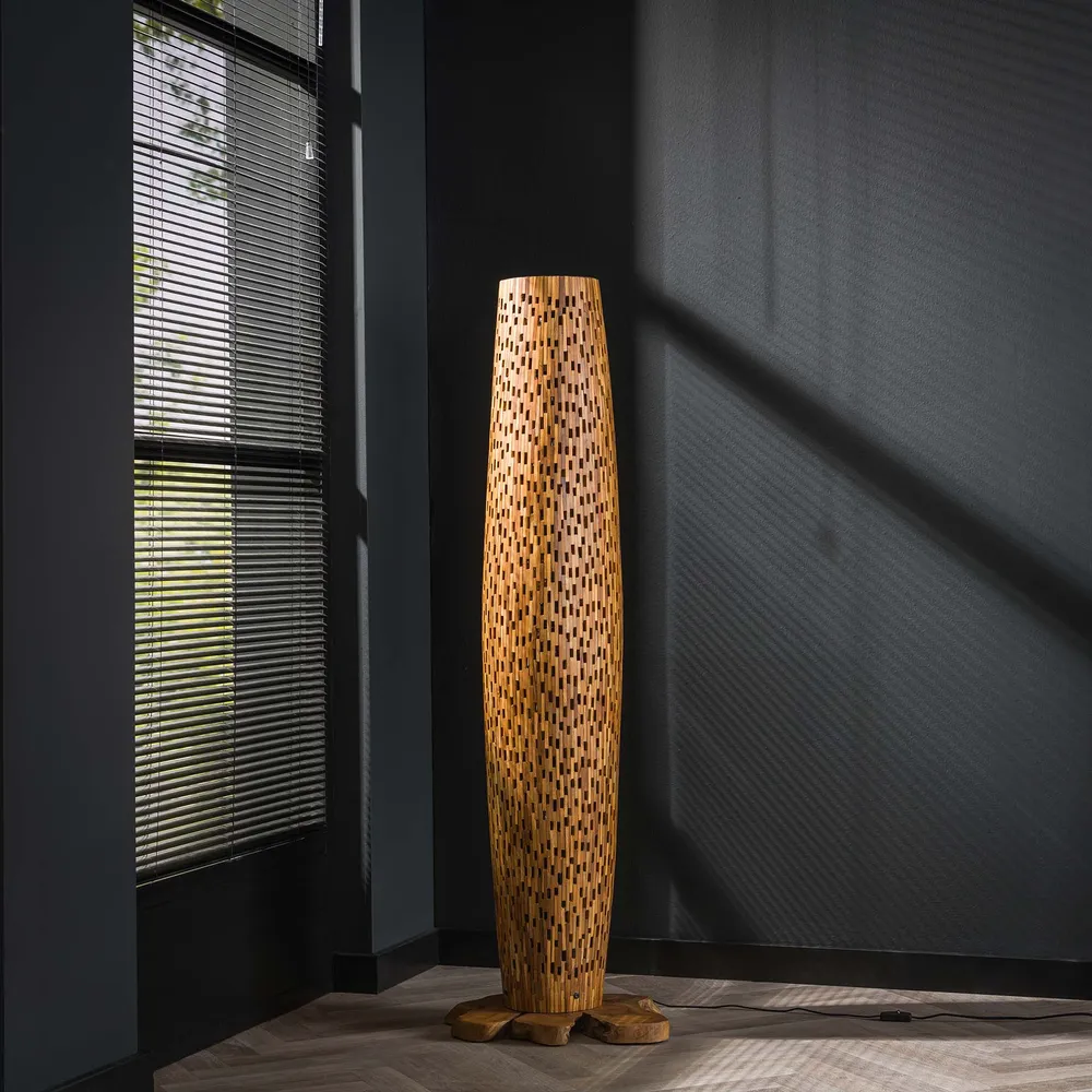 Vloerlamp Bars | M | Naturel Teakhout Bold Living