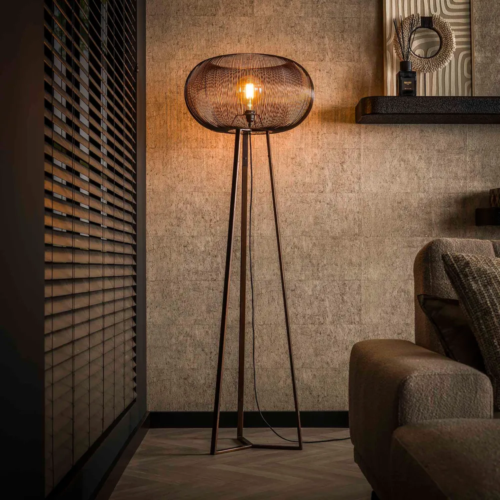 Vloerlamp Copper Twist | Zwart Nikkel Bold Living