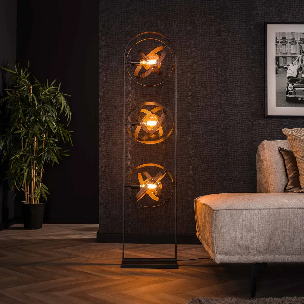 Vloerlamp 3L Cosmos Mesh | Zwart Metaal Bold Living