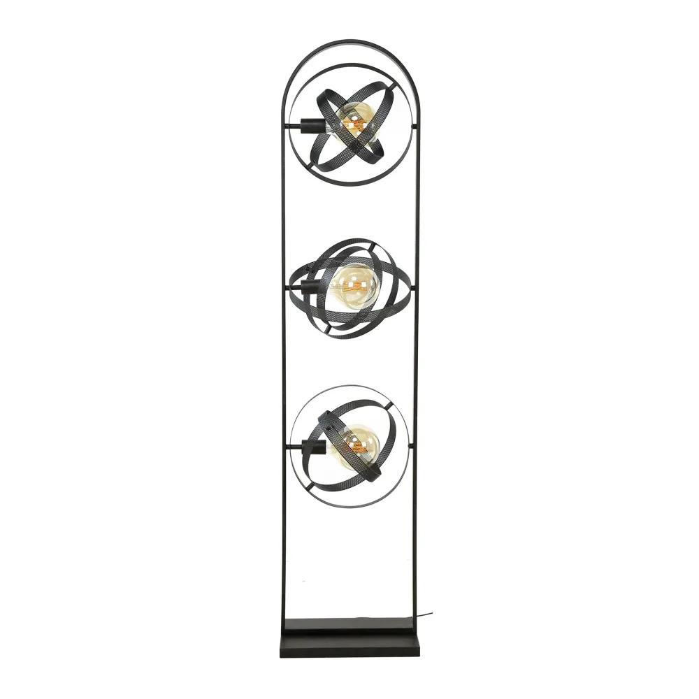 Vloerlamp 3L Cosmos Mesh | Zwart Metaal Bold Living