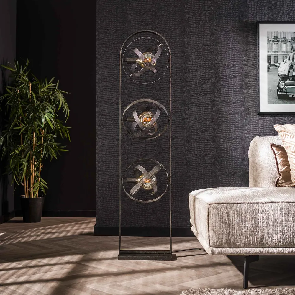 Vloerlamp 3L Cosmos Mesh | Zwart Metaal Bold Living