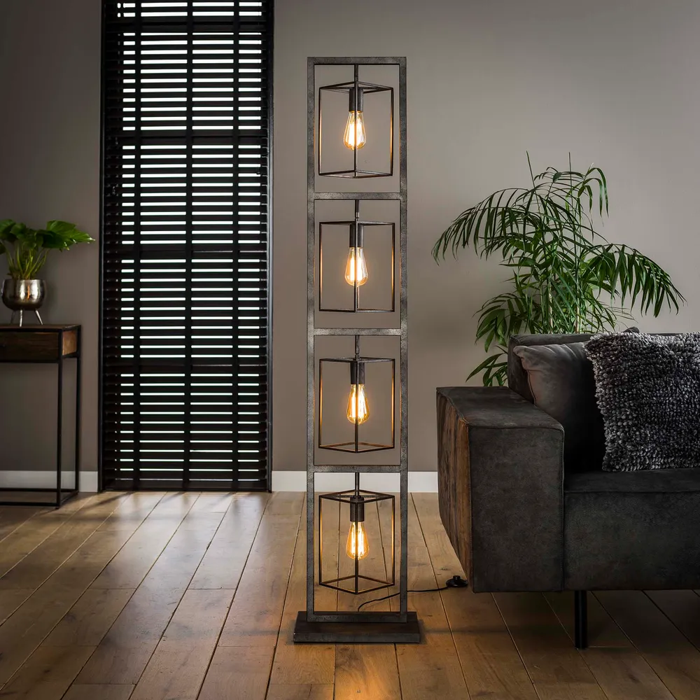 Vloerlamp Cubic Tower | Oud Zilver Bold Living