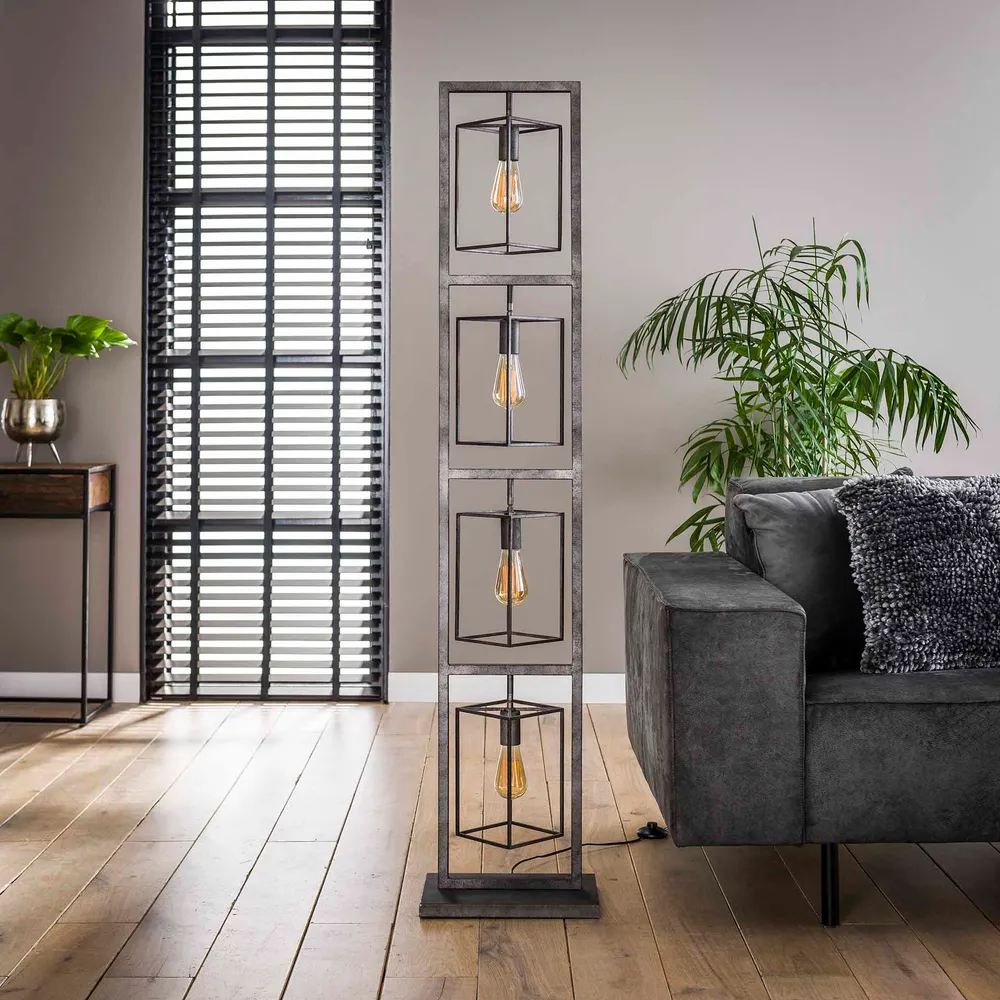 Vloerlamp Cubic Tower | Oud Zilver Bold Living