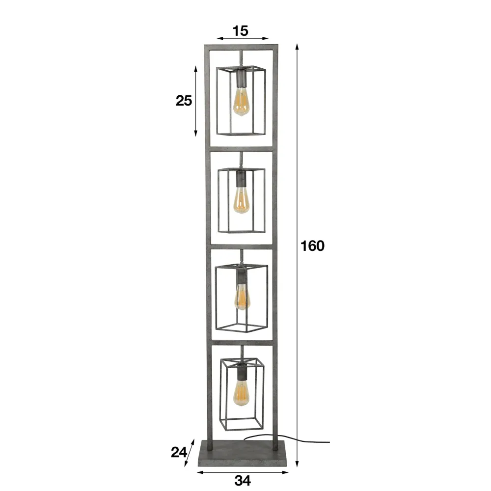 Vloerlamp Cubic Tower | Oud Zilver Bold Living