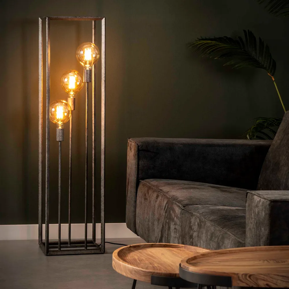 Vloerlamp 45 Graden Buis 3-lichts | Oud Zilver Bold Living