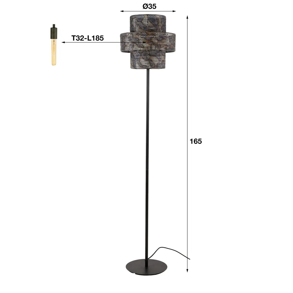 Vloerlamp Lantern | Burned Metaal Bold Living