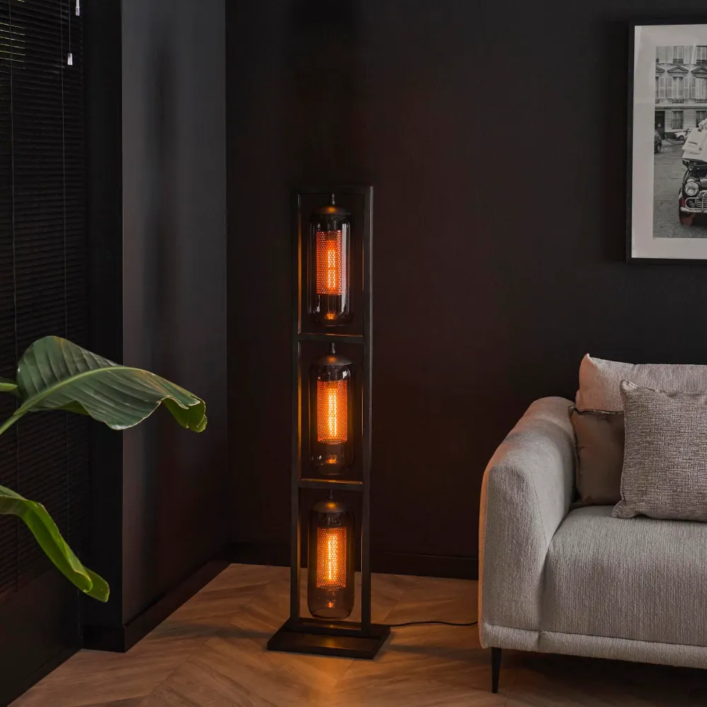 Vloerlamp Tower Smoke | 3 lampen | Zwart Bold Living