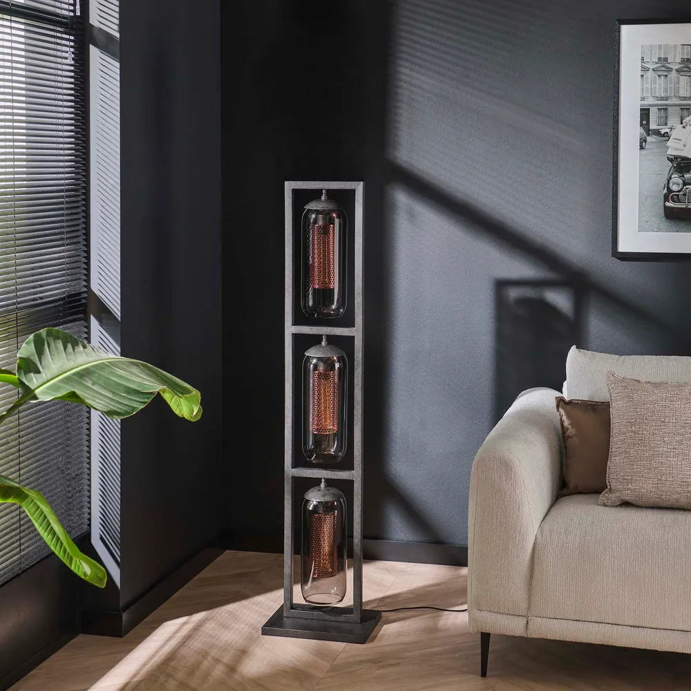 Vloerlamp Tower Smoke | 3 lampen | Zwart Bold Living