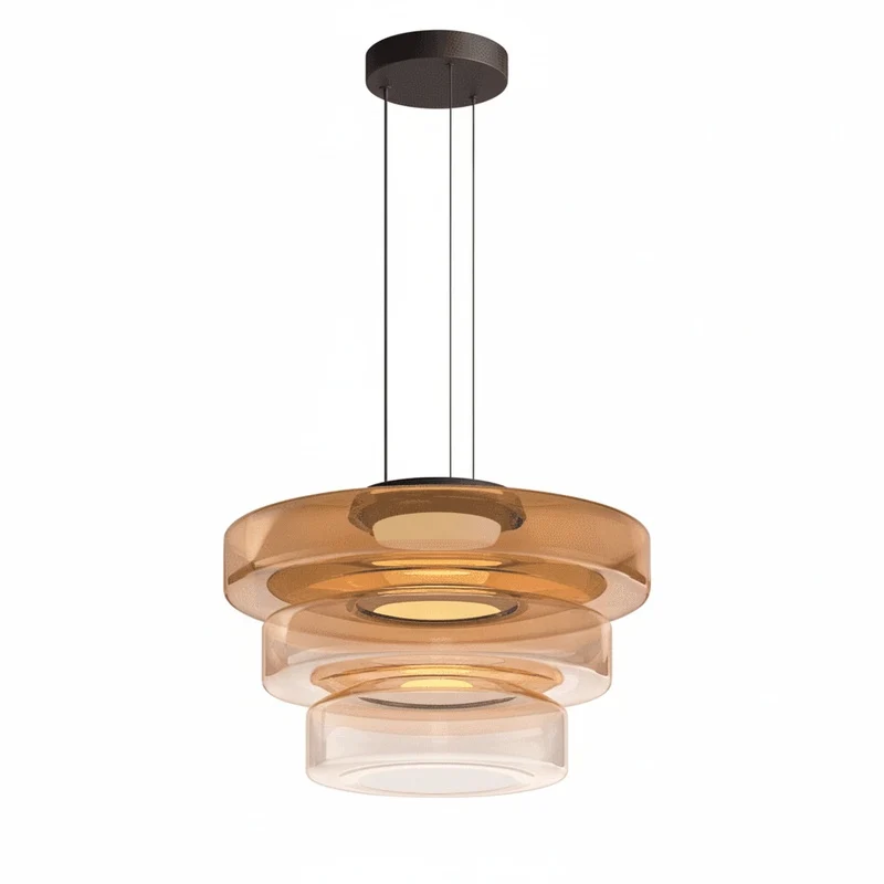 Hanglamp Modern met Gelaagde Glazen Kap en Verstelbare Hoogte Bonuze