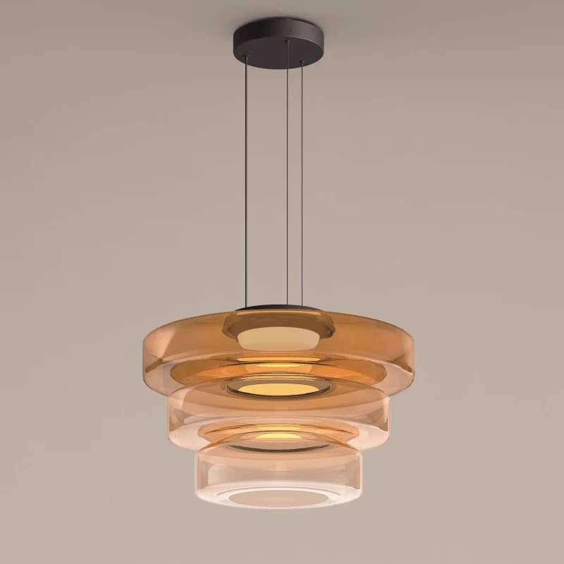 Hanglamp Modern met Gelaagde Glazen Kap en Verstelbare Hoogte Bonuze