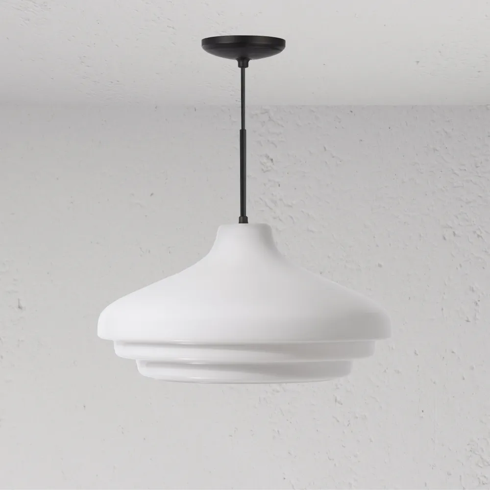 Brookfield Grote Hanglamp Opaalglas - Brons