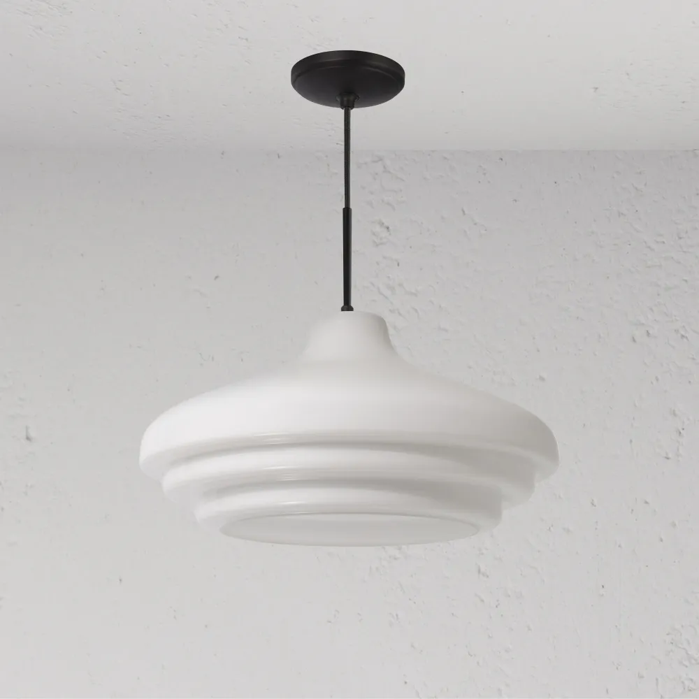 Brookfield Grote Hanglamp Opaalglas - Brons