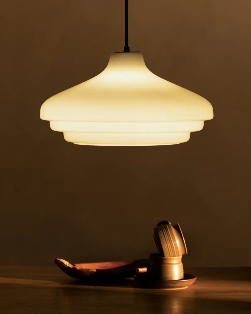 Brookfield Grote Hanglamp Opaalglas - Brons