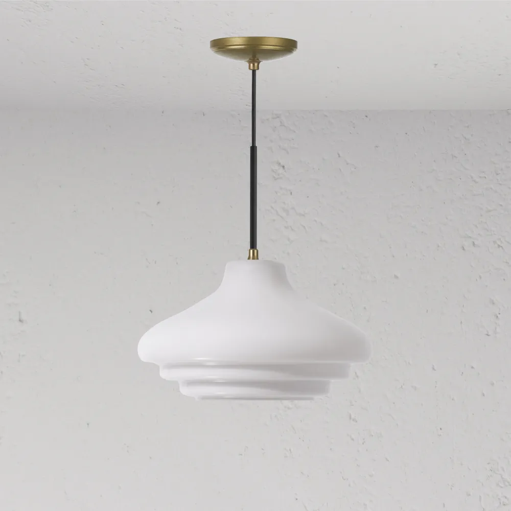 Brookfield Medium Hanglamp Opaalglas - Antiek Messing