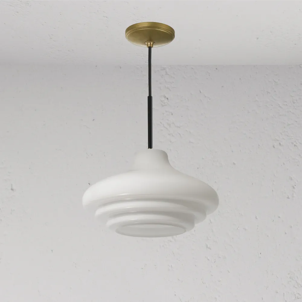 Brookfield Medium Hanglamp Opaalglas - Antiek Messing