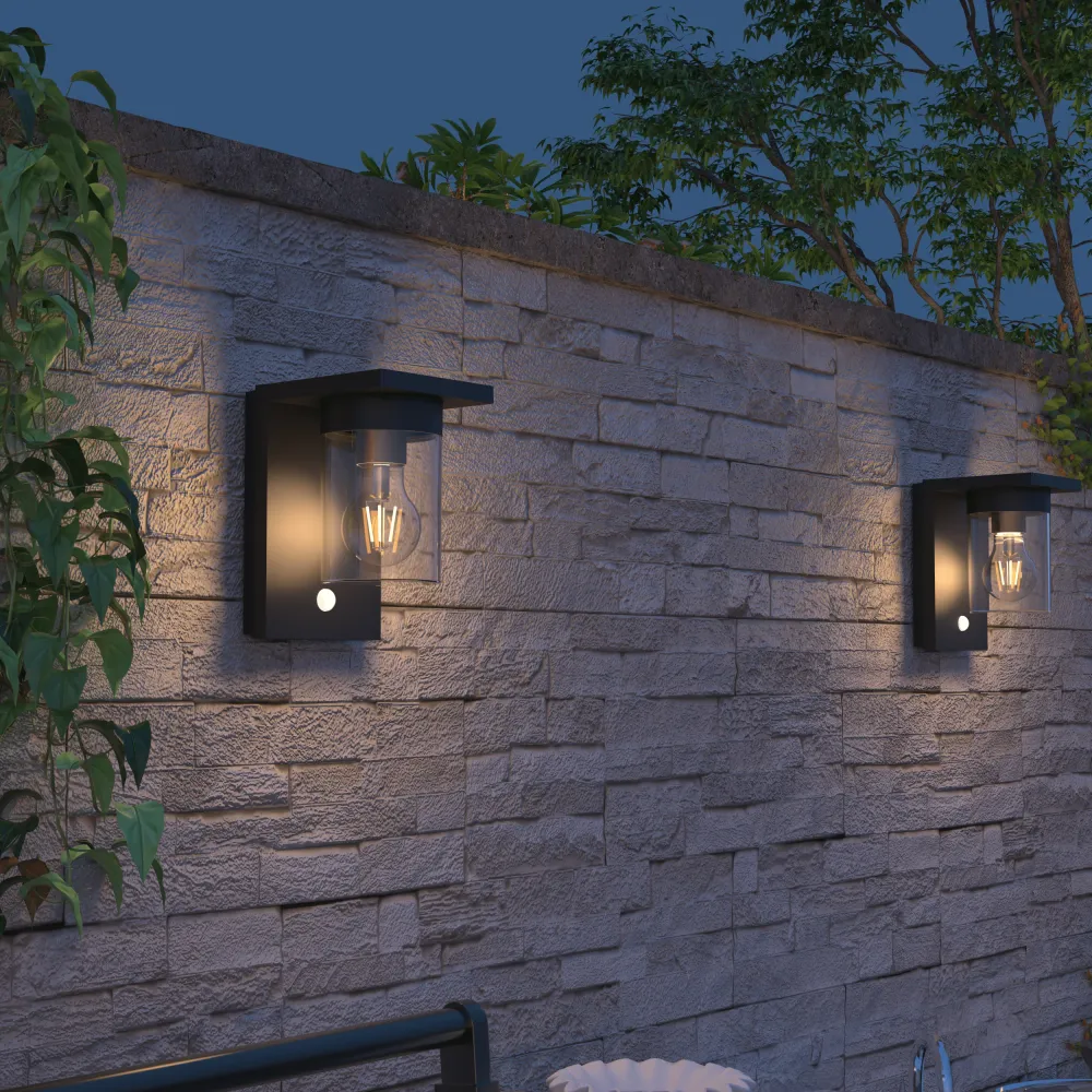 Calex Asti Solar Wandlamp - Zwart