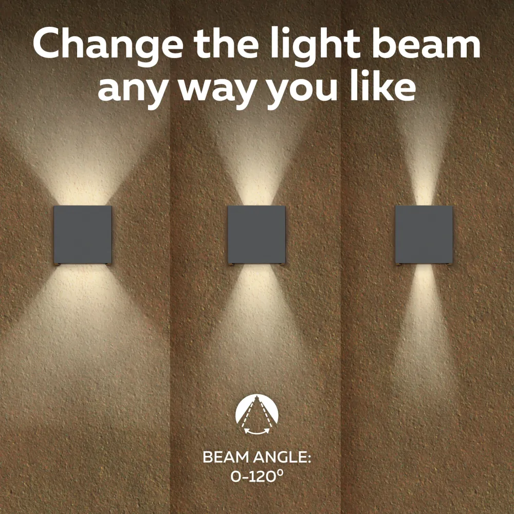Calex Bari LED Wandlamp - Up & Down - Antraciet