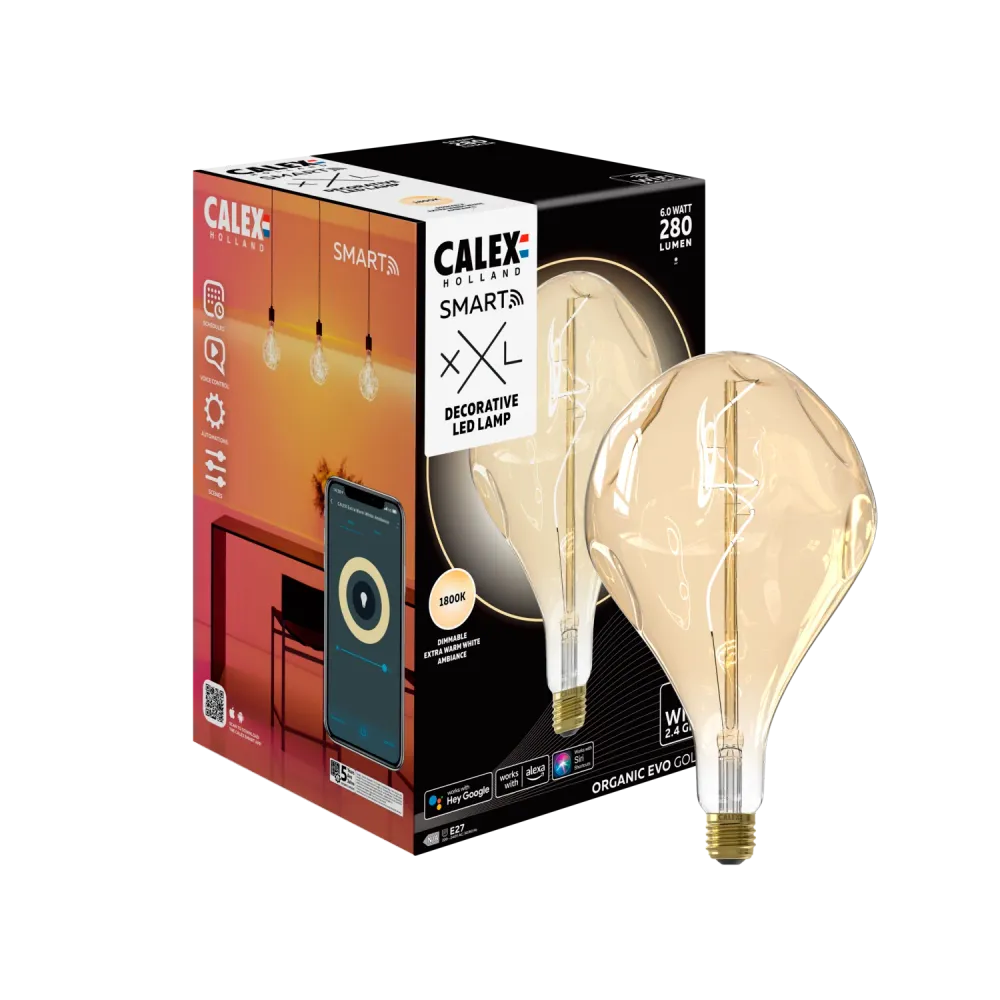 Calex EVO Smart LED Lamp - E27 - Filament - Warm Wit - Goud