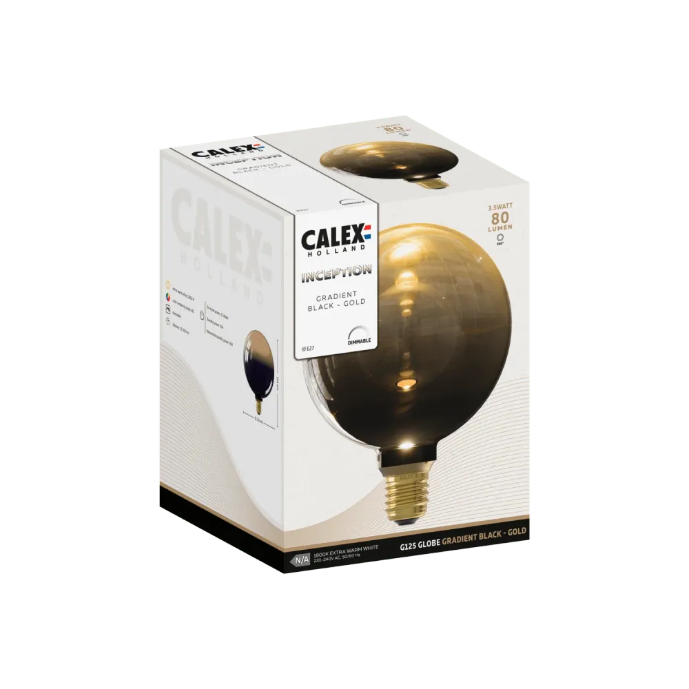 Calex Inception Bulb - E27 - G125 - Gradiënt Zwart/Goud
