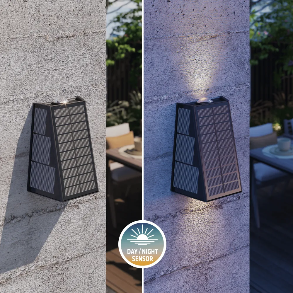 Calex Matera Solar Wandlamp - Up & Down - Zwart
